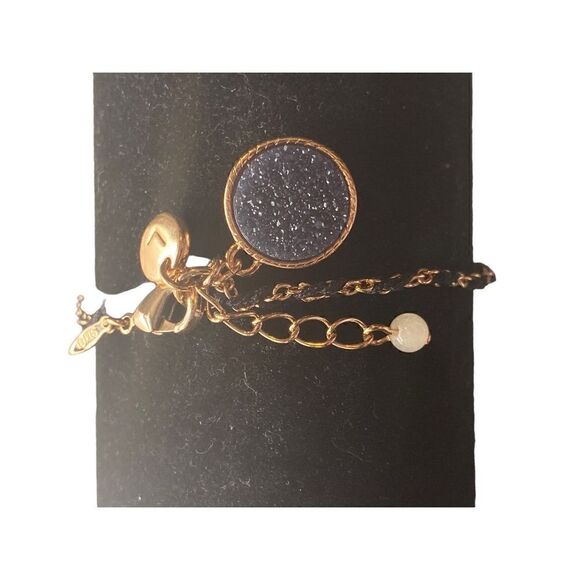 Vintage Druzy Gold Tone Thread Chain Bracelet 7” with 1” Extender Signed - Picture 10 of 12